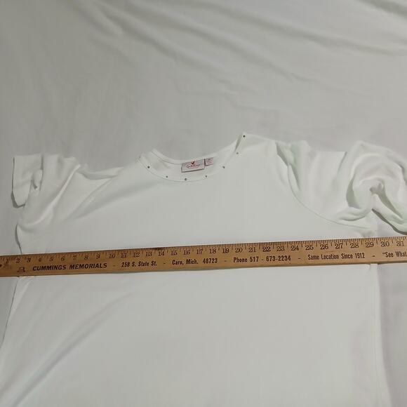 Quacker Factory 2X White 3/4 slv T-Shirt & Blue Full-Zip Bedazzled Vest 2 items! - Picture 15 of 15